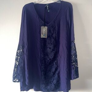 Chic Navy Andree by Unit Lace Sleeve Women's Tunic NWT